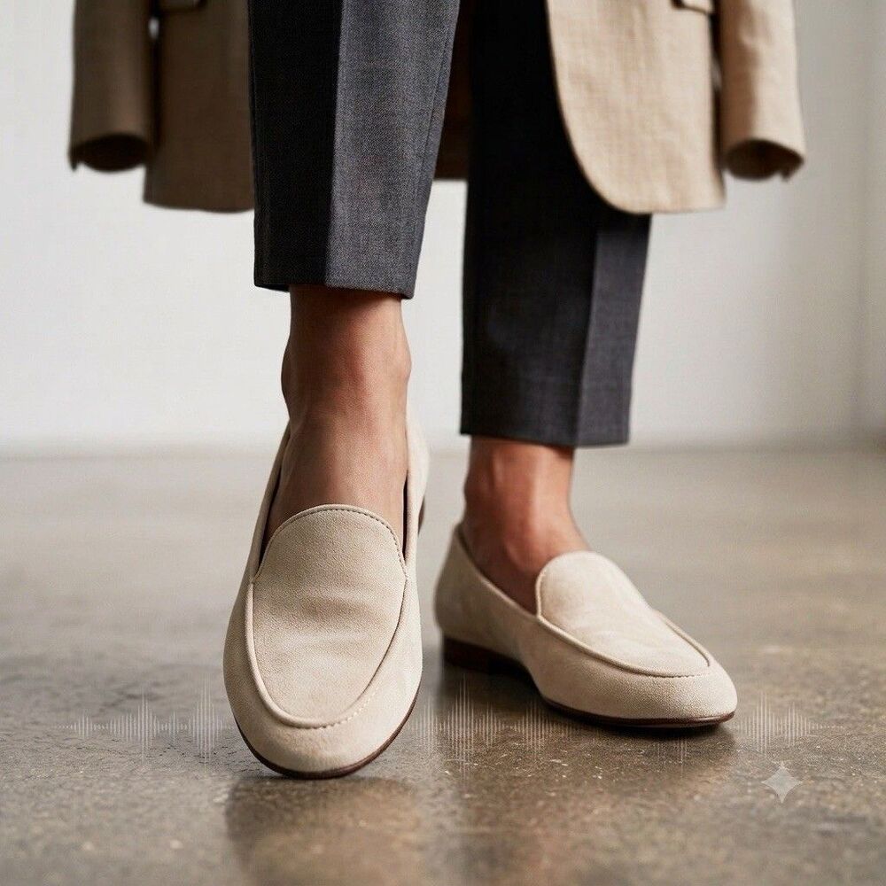 Borelli Suede Loafers Ladies Size 11 M Taupe Khaki Beige Flats Slip On Shoes